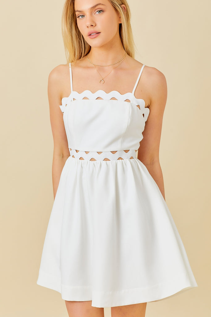 White Backless Bow Tie Strap Mini Dress