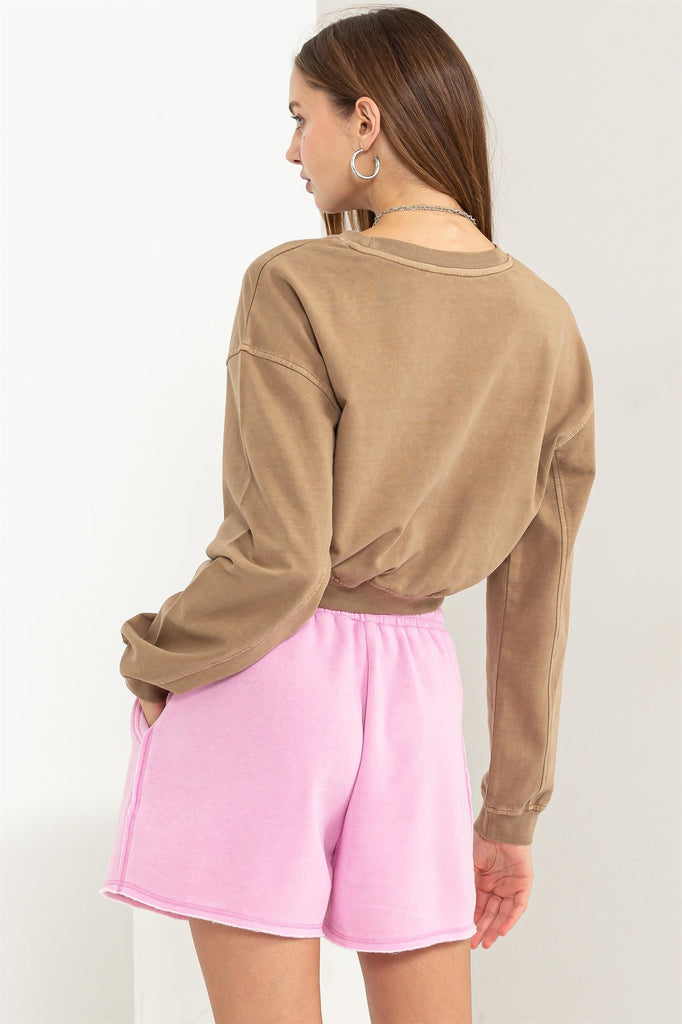 Crop Sweatshirt - Mocha Brown