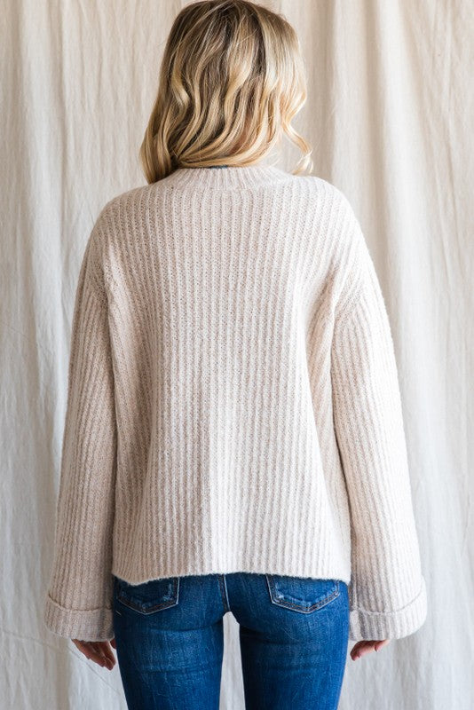 Heavy Knit Button Sweater - Oatmeal