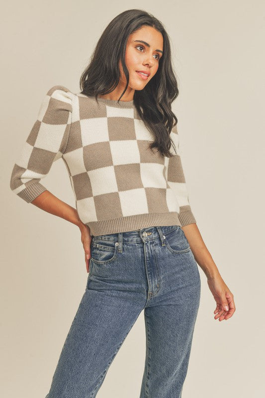 Checkmate Sweater - Taupe