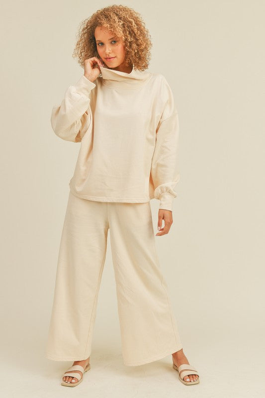 Wide Leg Sweatpants - Cream