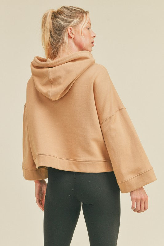 Cropped Oversized Hoodie - Camel