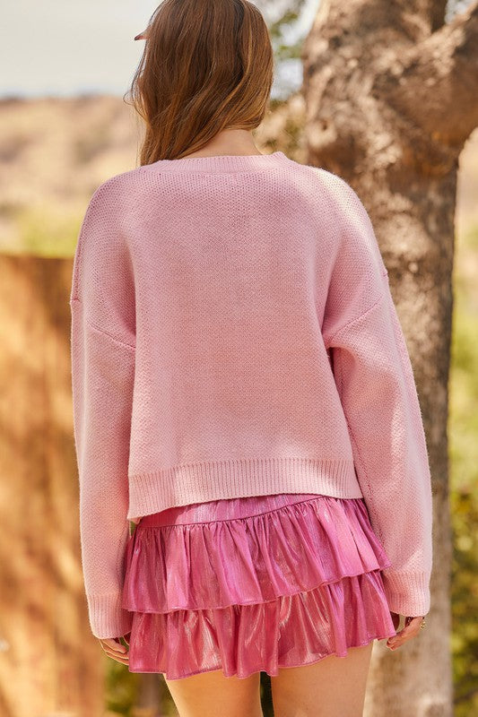 Pink & Happy Crop Sweater