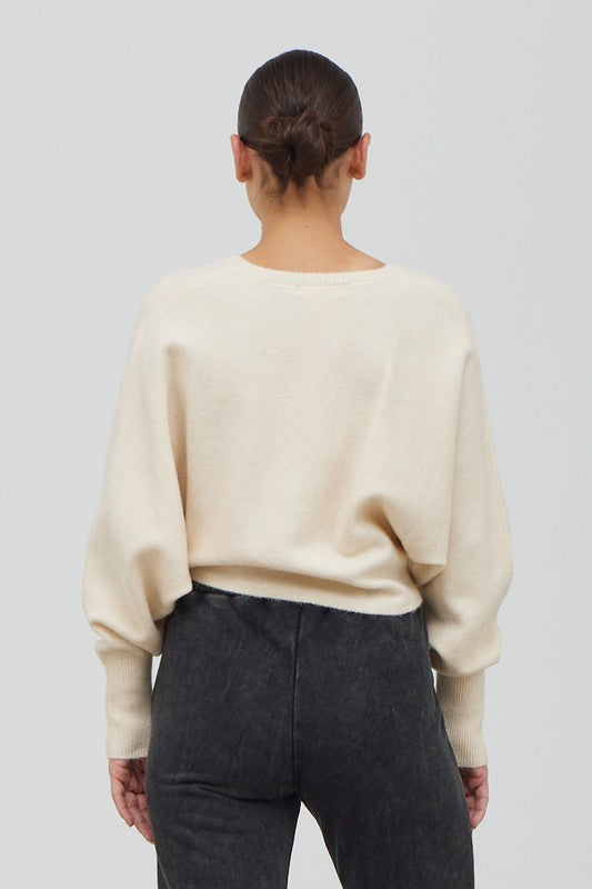 Cropped Dolman Sweater - Ivory