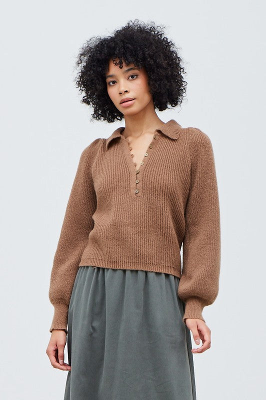 Mocha Collared Sweater