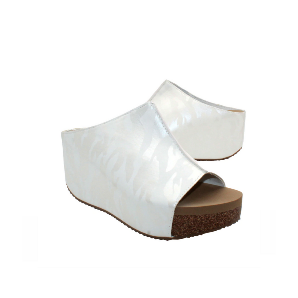 Peep Toe Wedge Sandal - White Camo