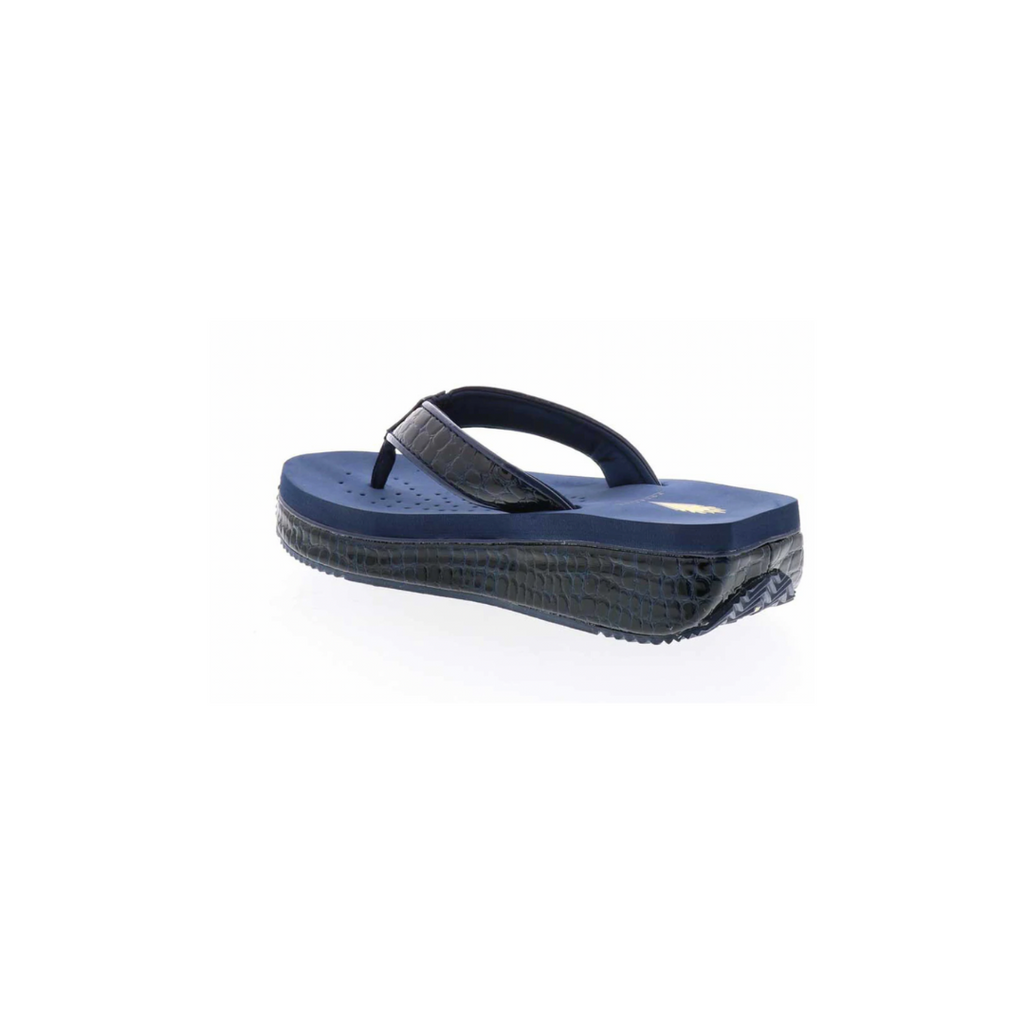 Mini Croco Navy Slip-on Sandal