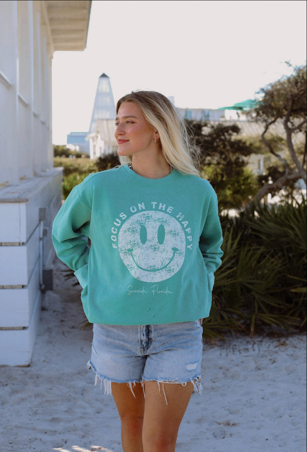 Focus On The Happy Seaside Sweatshirt - Seafoam CC