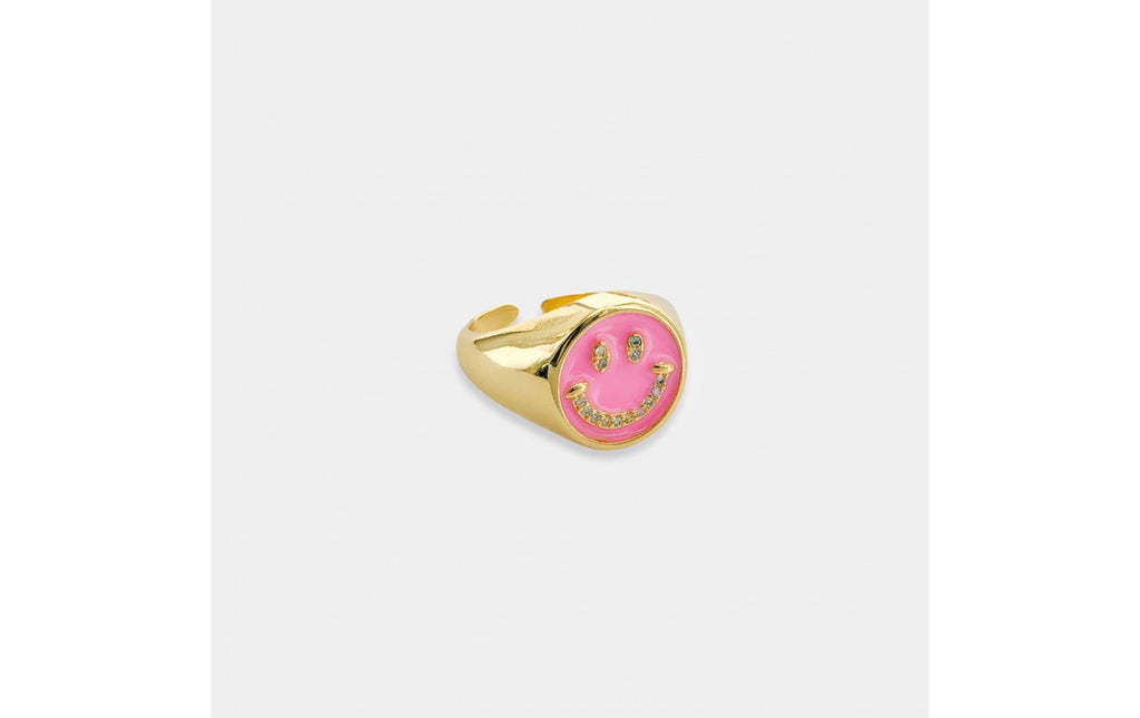 Pave Smile Ring - Pink