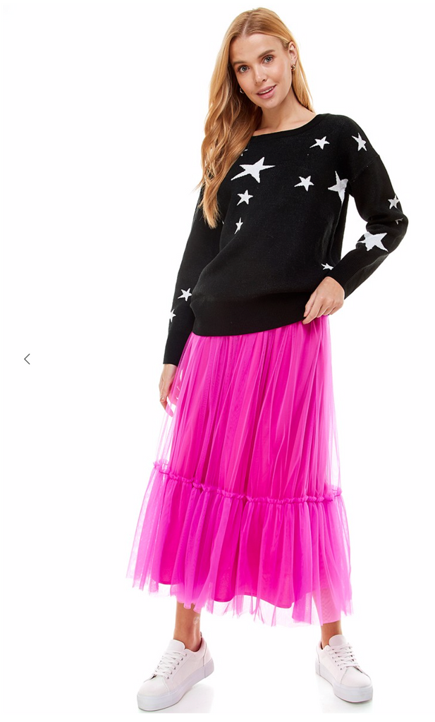 Magenta Midi Tulle Skirt