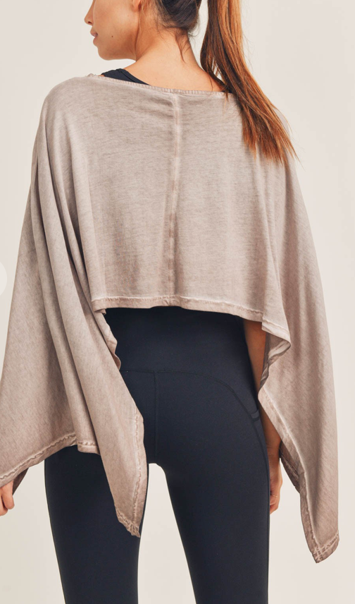 Oil Washed Cropped Flow Poncho