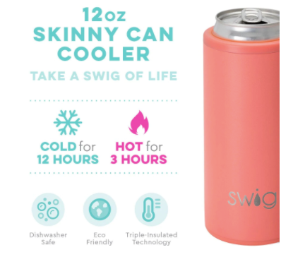 Skinny Can Cooler - Coral