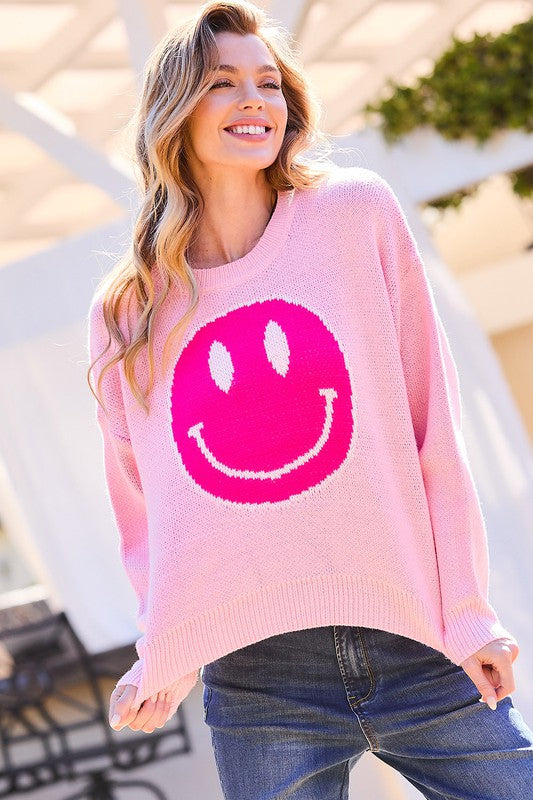 Pink & Happy Crop Sweater