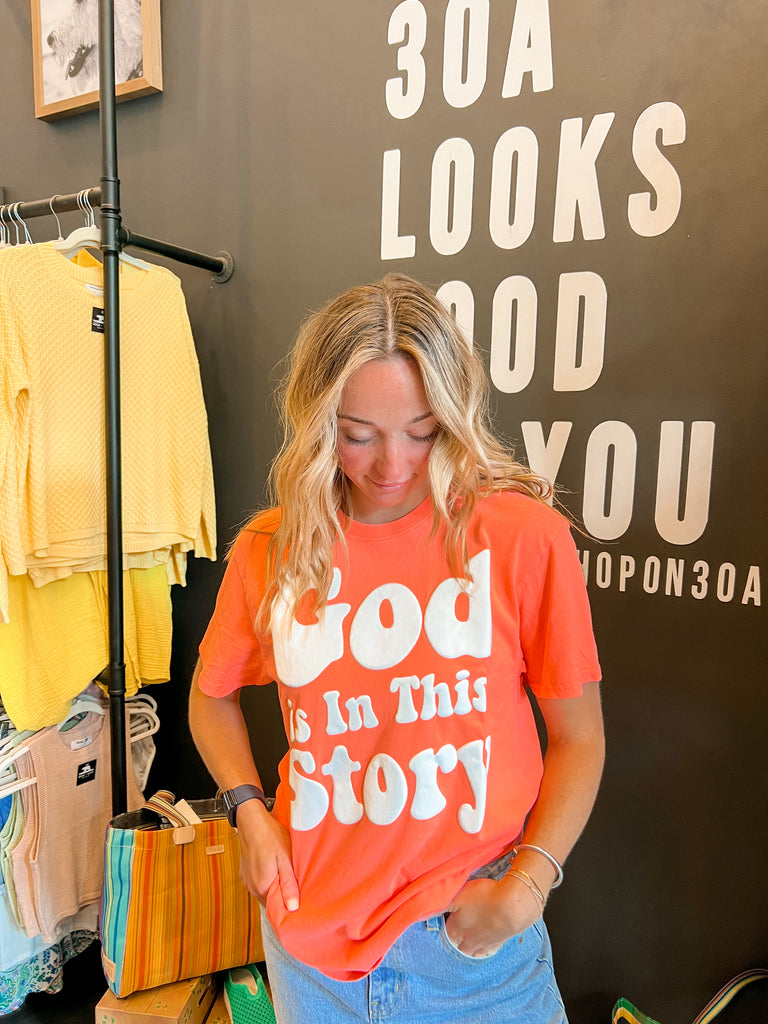 God Is In This Story Puff Tee - Hot Pink