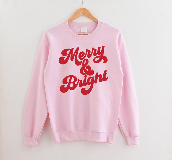 Merry & Bright Pink Sweatshirt