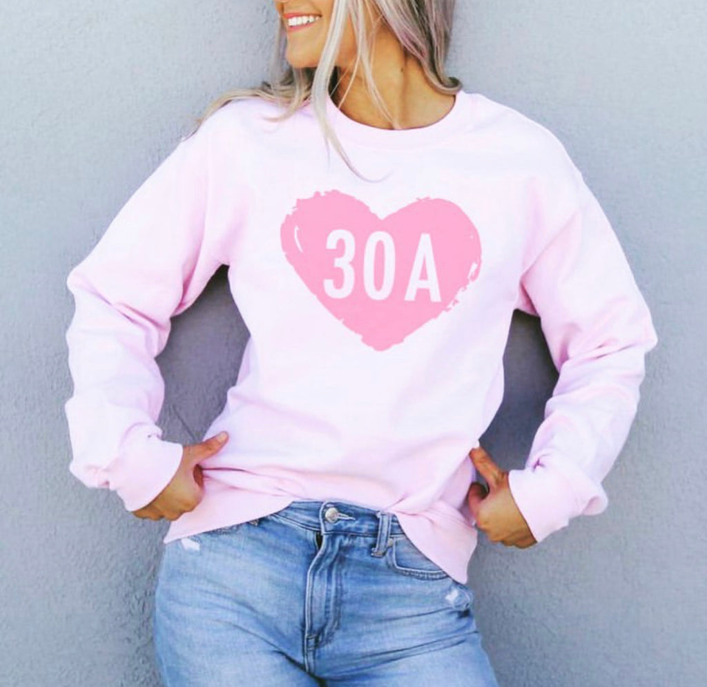 Pink on Pink 30A Heart Sweatshirt